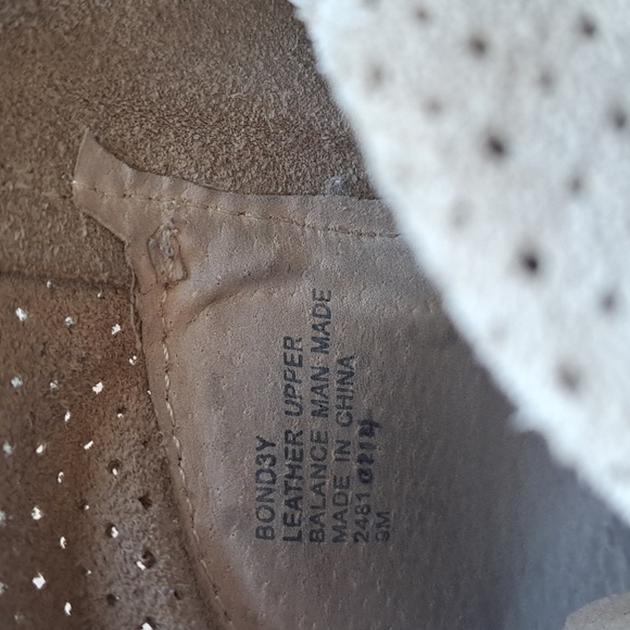 NINE West Bond Suede Leather Ankle Boots Taupe Perforated Causal Booties - Picture 9 of 12